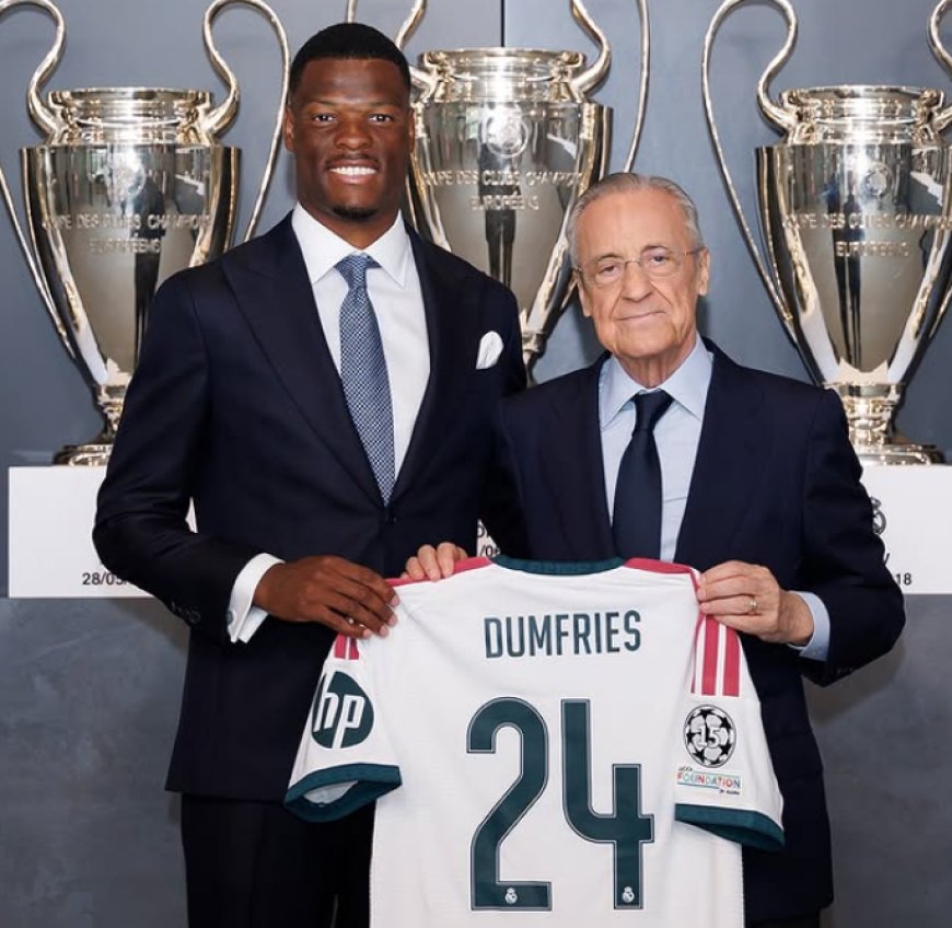 Denzel Dumfries ya luce de blanco: el Real Madrid presenta a su nuevo refuerzo para la banda derecha